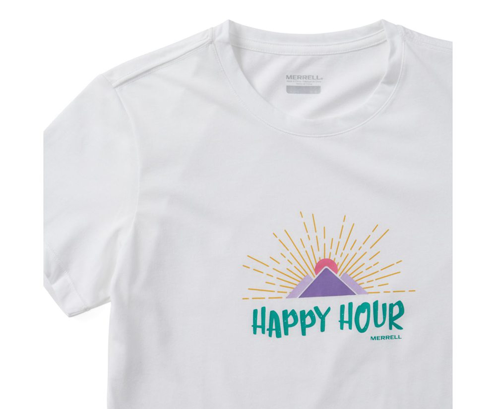 Krótki Rękaw Merrell Damskie Białe - Happy Hour Tee - 735982-YXA